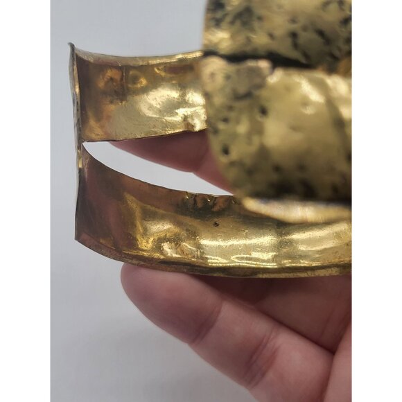 Anthropologie Intertwined Twist Tarnished Gold Tone Cuff Bracelet - Picture 7 of 12